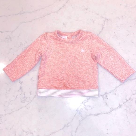 EUC Gap Baby Girls’ Pink Heather Stripe Reversible Sweatshirt/ Top (6-12m) - Picture 5 of 7